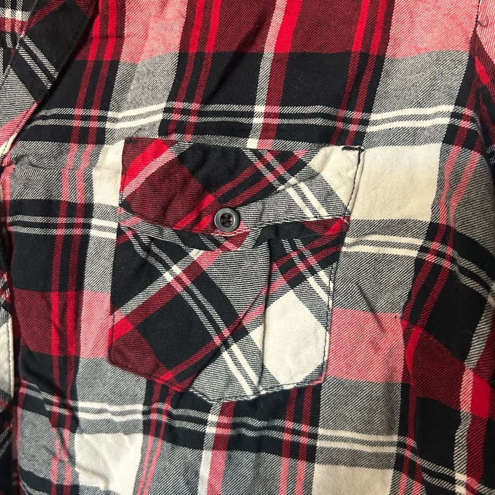Red and Black Plaid Button-Up Shirt - Picture 2 of 7